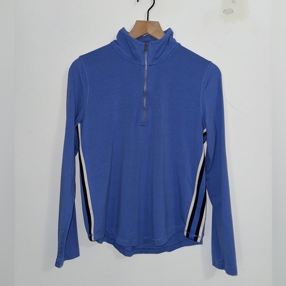Ralph Lauren Women's Blue Jersey 1/4 Zip Pullover T Shirt Medium - Picture 2 of 5